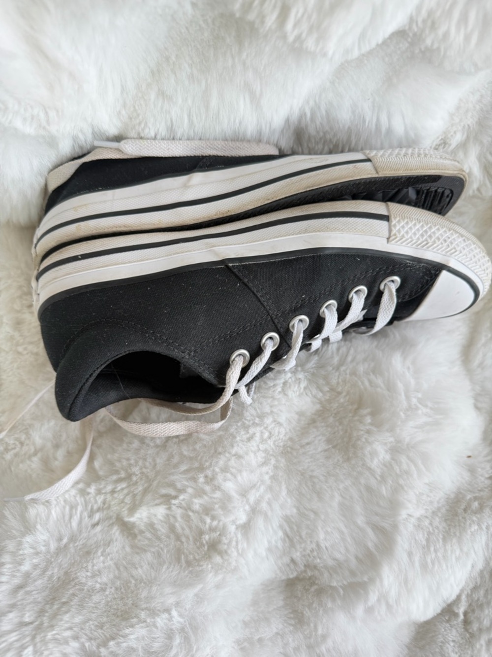 Converse Black Canvas Low-Top Sneakers with White Accents - Picture 10 of 14